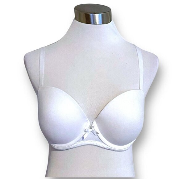 Ambrielle 34D Bra White Cotton Padded Push Up Demi Underwire T-shirt - Picture 5 of 10